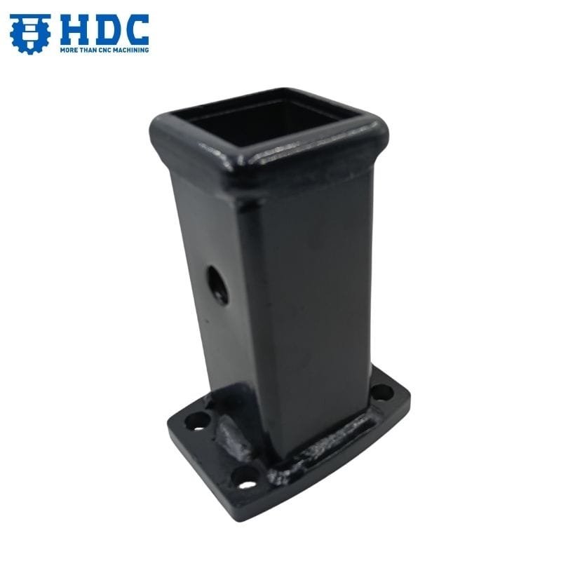 gancio di traino per rimorchio tubolare quadrato in acciaio verniciato a polvere nera 01