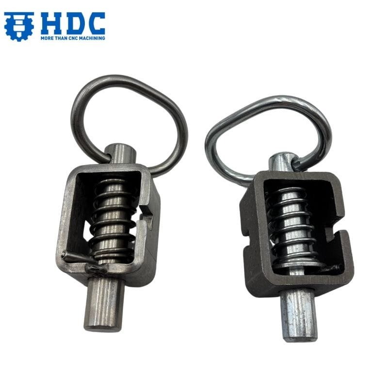 weld on spring latch lock assembly with heat treated pin for trailer gate 02