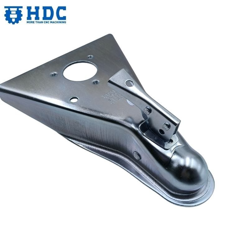 Attelage de remorque robuste à timon en A, acier, revêtement en poudre noir 01