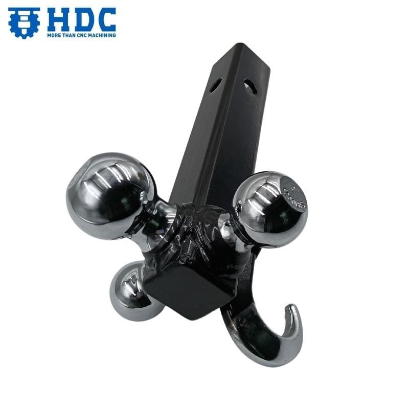 steel trailer receiver hitch triple ball mount with hook fits 2 receiver tube 04