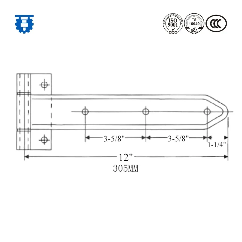 Charnière de porte de remorque cargo, sangle en acier inoxydable 304, charnière à lame longue 05