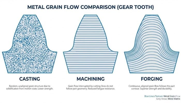 metal grain flow comparsion in gear tooth