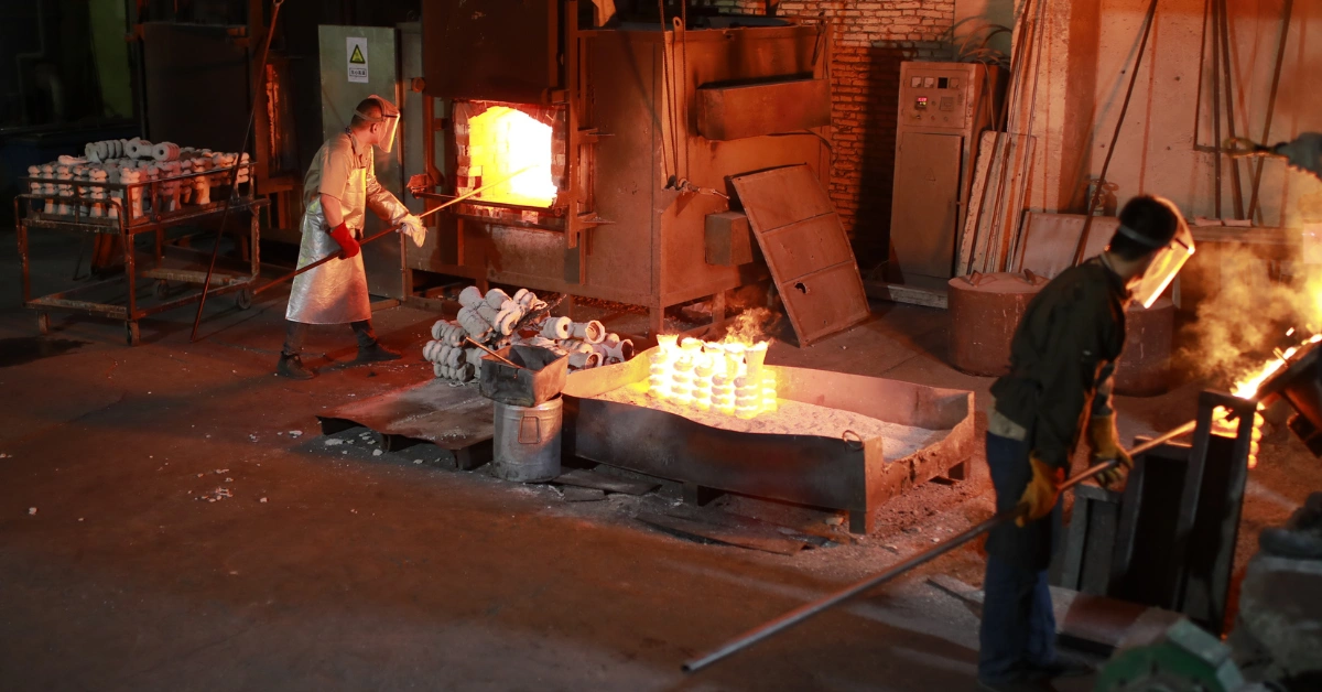 investment casting china pouring metal into the mold.webp
