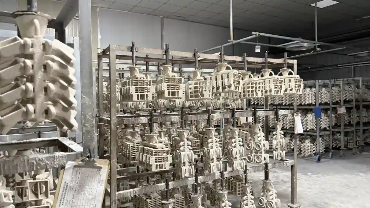 investment wax tree after coated with ceramic