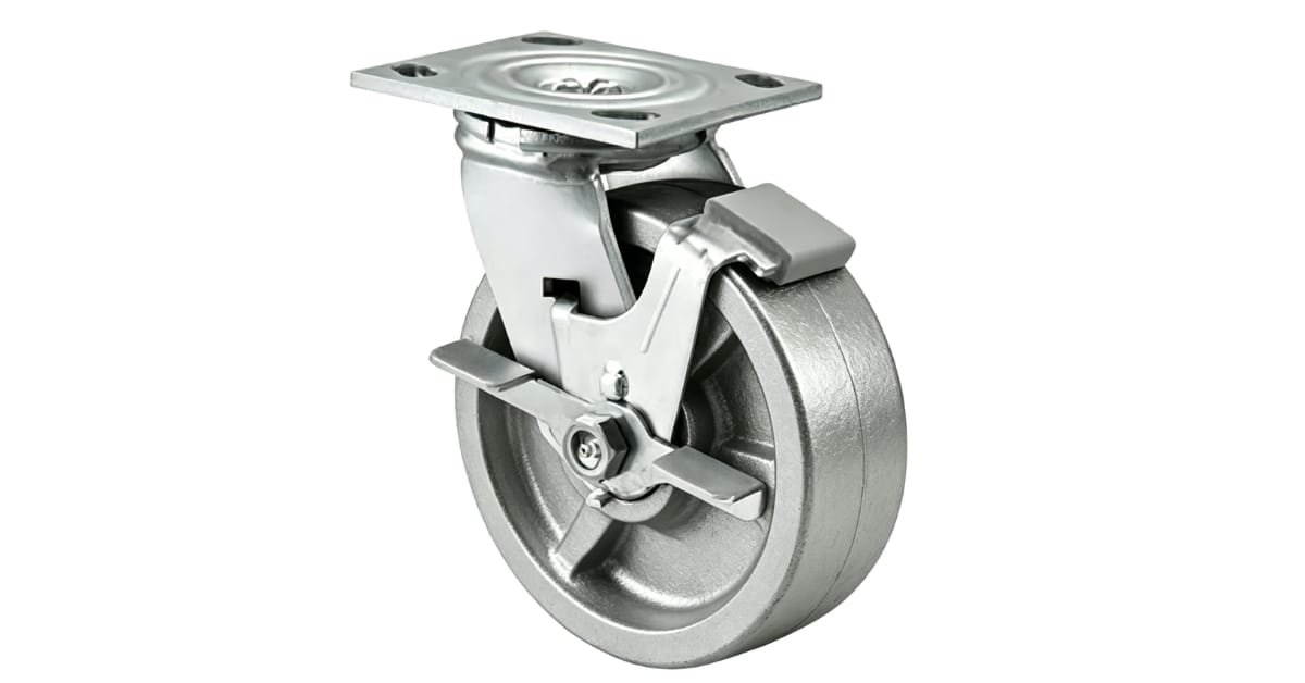 caster with brake cast steel