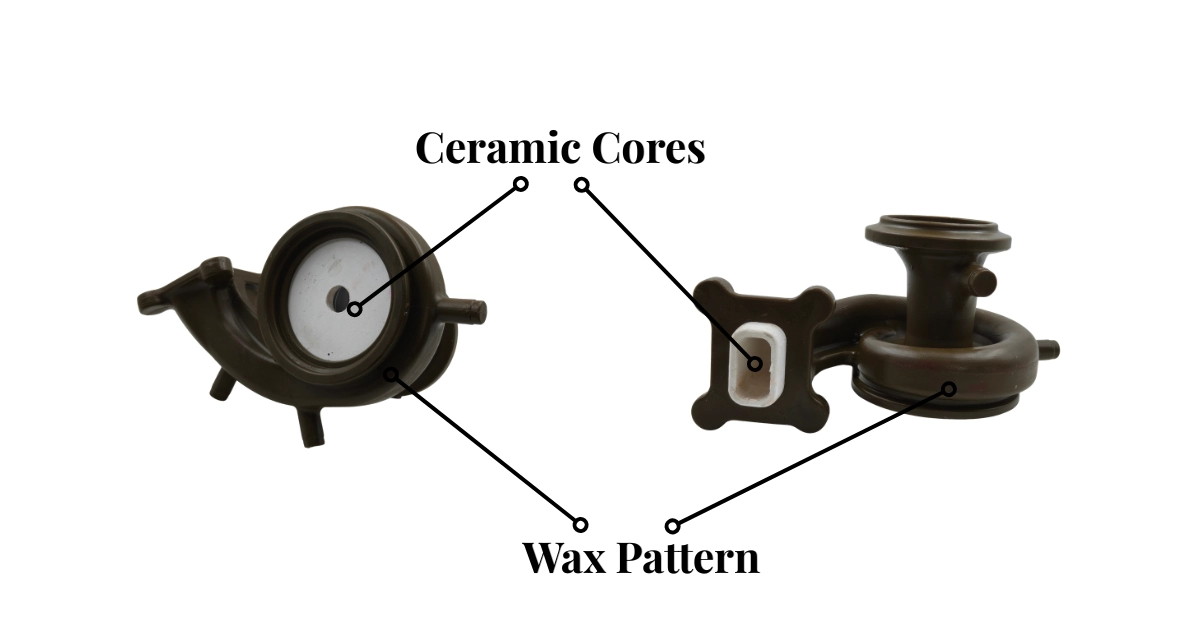 turbine housing wax pattern with ceramic cores