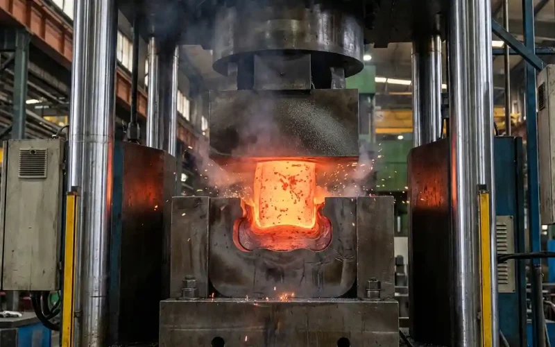 forgiatura a stampo chiuso in corso